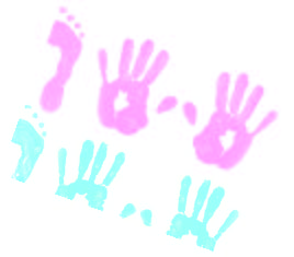 Painted hand and foot prints