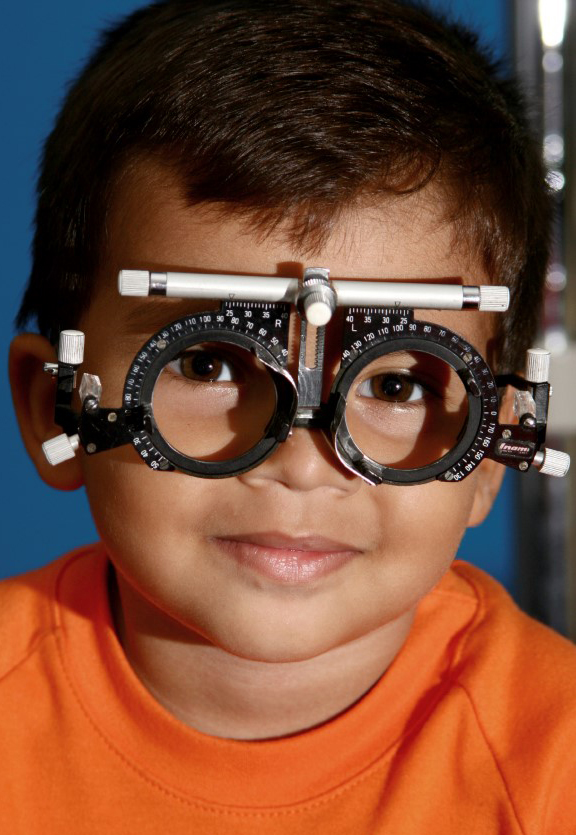 Boy getting his vision checked