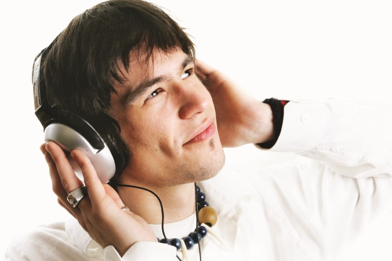 Man listening to music in headphones